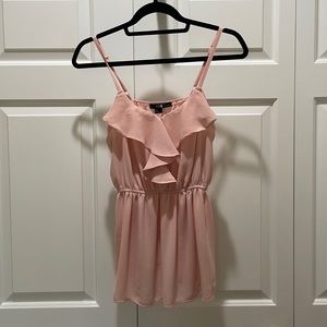 Pink tank top w/ ruffle detail